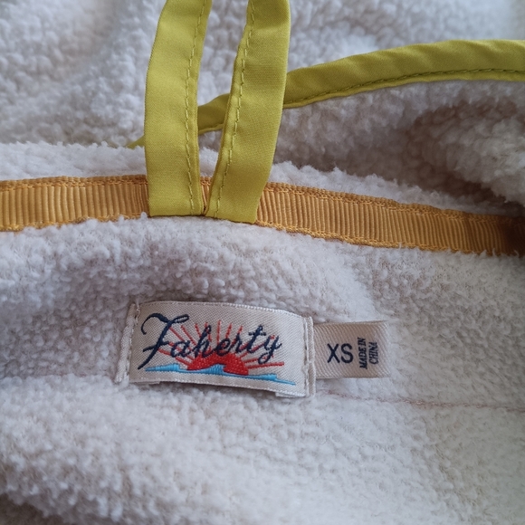 Faherty Cobble Hill Sherpa Fleece 1/4 Zip Popover Quilted Panel Sun XS - Picture 8 of 9